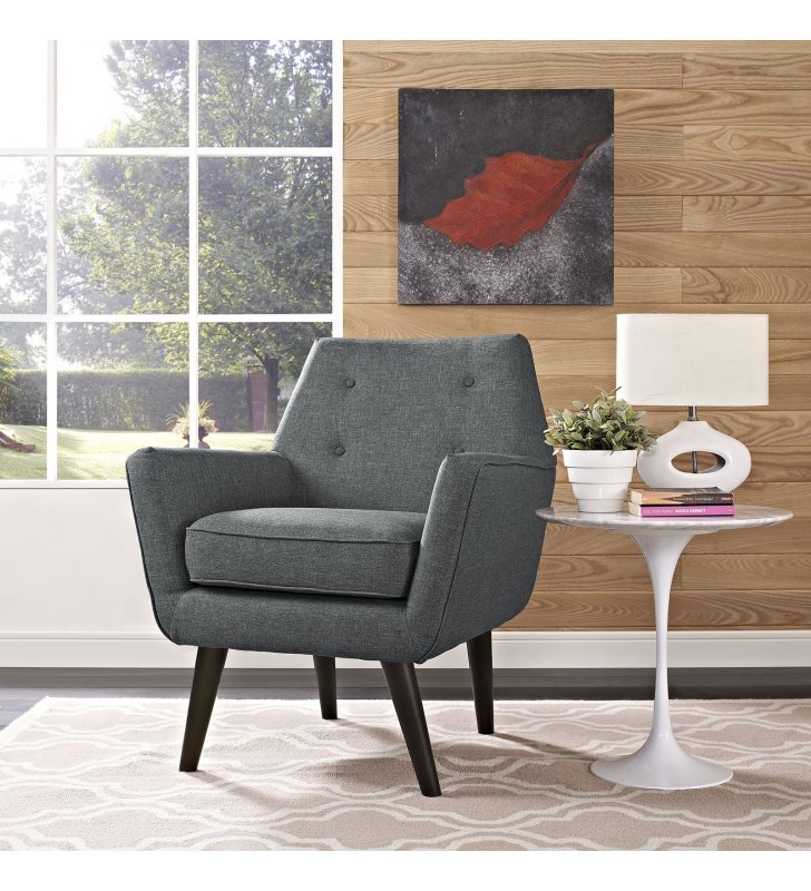 Posit Upholstered Fabric Armchair in Gray - Lexmod