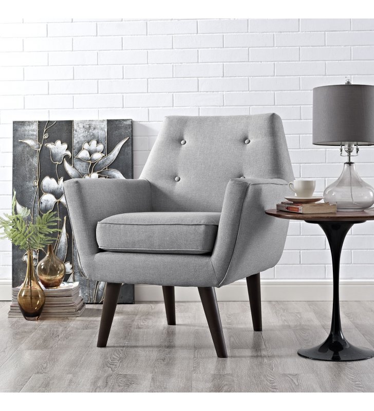 Posit Upholstered Fabric Armchair in Light Gray - Lexmod