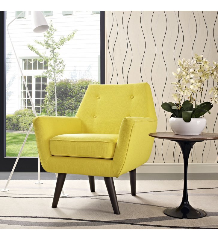 Posit Upholstered Fabric Armchair in Sunny - Lexmod