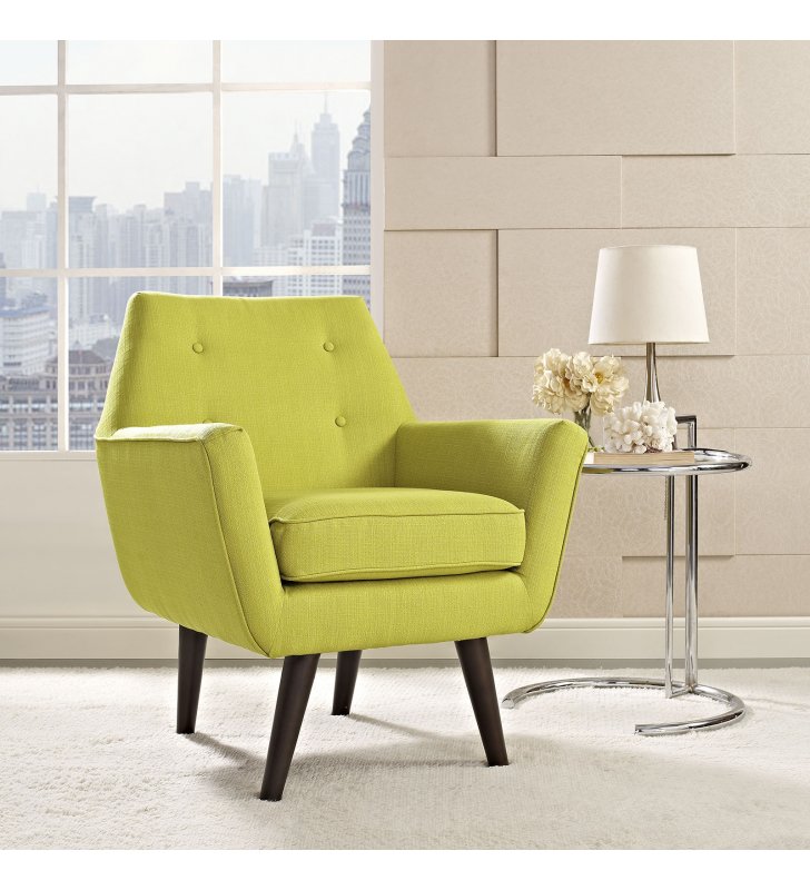 Posit Upholstered Fabric Armchair in Wheatgrass - Lexmod