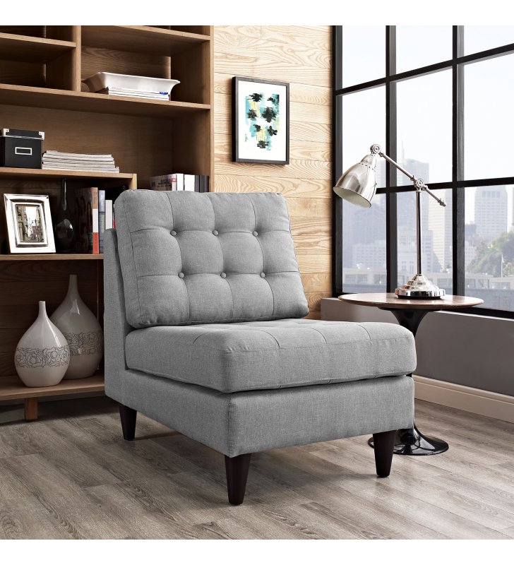 Empress Upholstered Fabric Lounge Chair in Light Gray - Lexmod