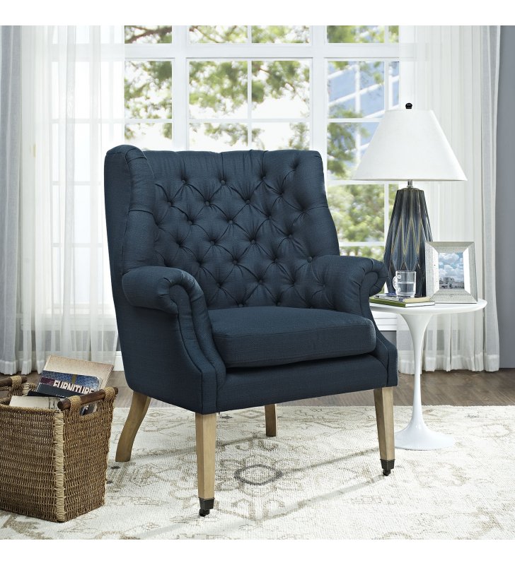 Chart Upholstered Fabric Lounge Chair in Azure - Lexmod
