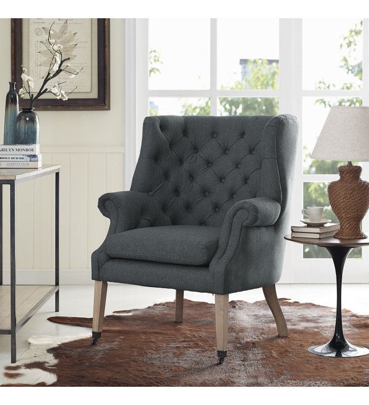 Chart Upholstered Fabric Lounge Chair in Gray - Lexmod