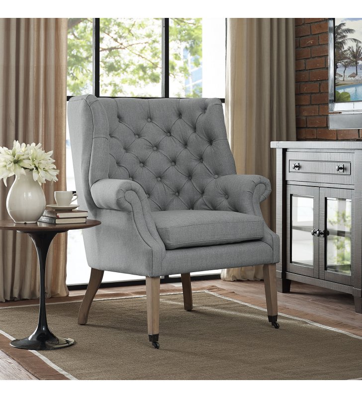 Chart Upholstered Fabric Lounge Chair in Light Gray - Lexmod