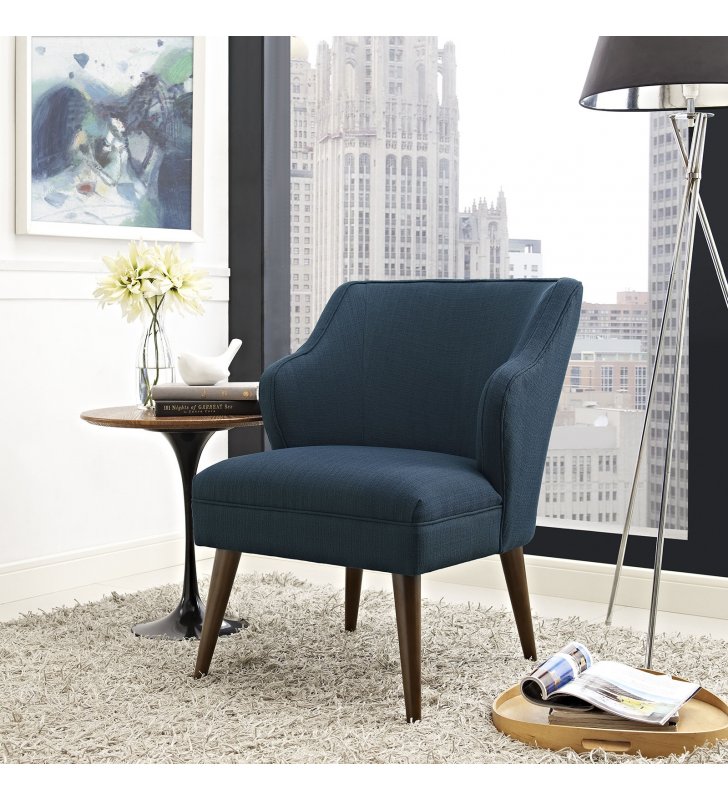 Swell Upholstered Fabric Armchair in Azure - Lexmod