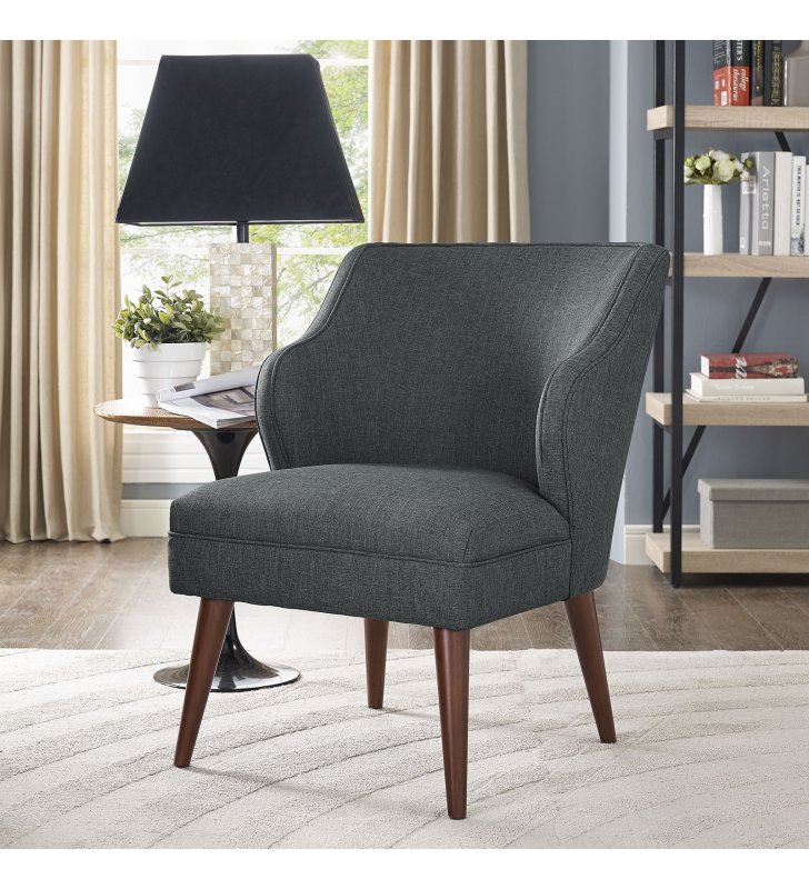 Swell Upholstered Fabric Armchair in Gray - Lexmod