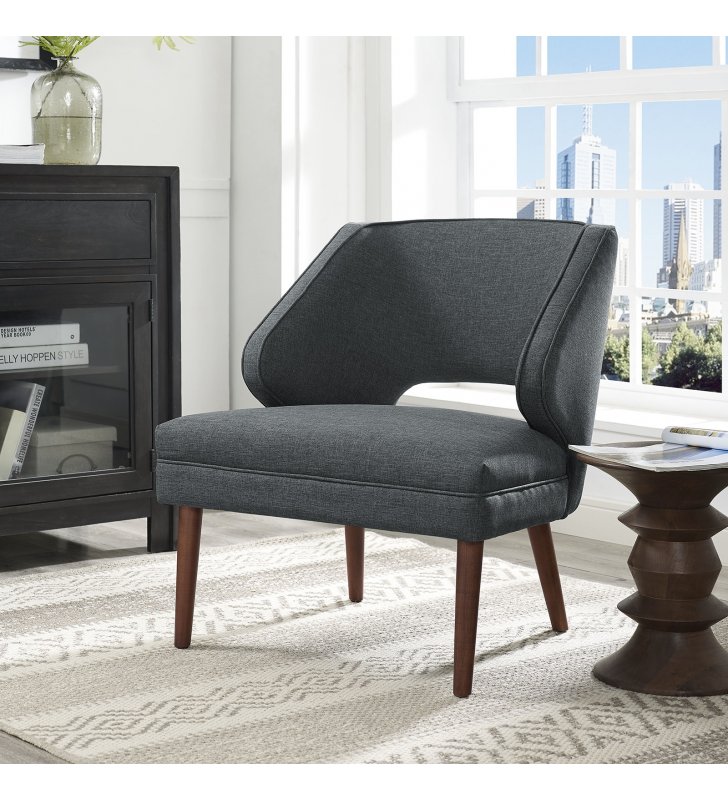 Dock Upholstered Fabric Armchair in Gray - Lexmod
