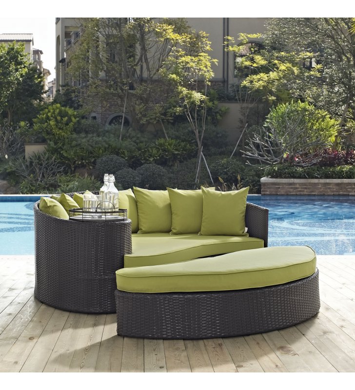 Convene Outdoor Patio Daybed in Espresso Peridot - Lexmod