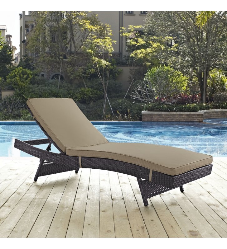 Convene Outdoor Patio Chaise in Espresso Mocha - Lexmod
