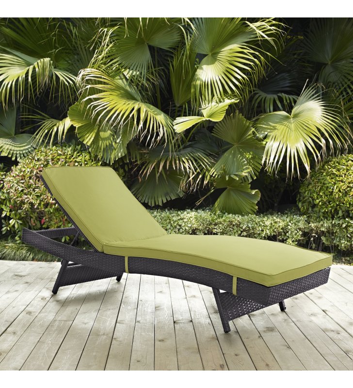 Convene Outdoor Patio Chaise in Espresso Peridot - Lexmod