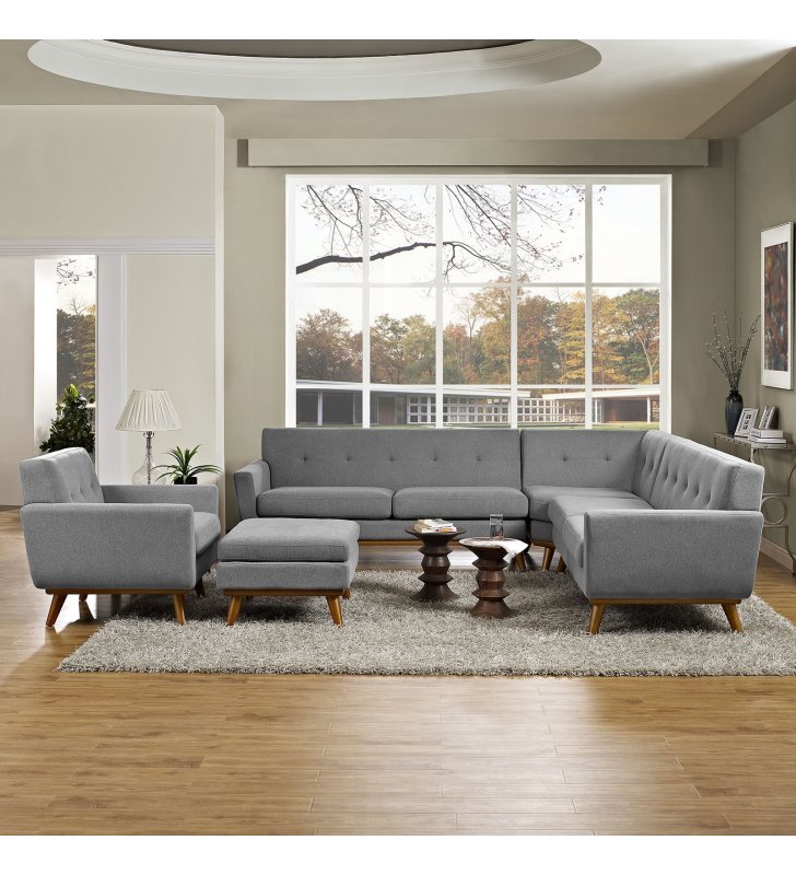 Engage 5 Piece Sectional Sofa in Expectation Gray - Lexmod