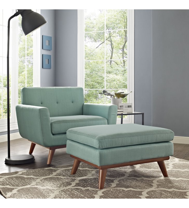 Engage 2 Piece Armchair and Ottoman in Laguna - Lexmod