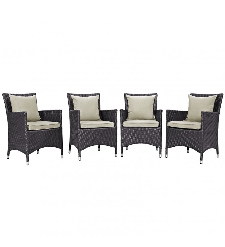 Convene 4 Piece Outdoor Patio Dining Set in Espresso Beige - Lexmod