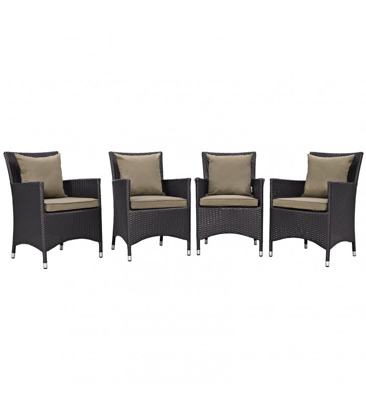 Convene 4 Piece Outdoor Patio Dining Set in Espresso Mocha - Lexmod