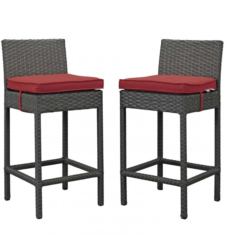 Sojourn 2 Piece Outdoor Patio Sunbrella Pub Set in Canvas Red - Lexmod