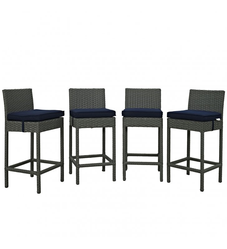 Sojourn 4 Piece Outdoor Patio Sunbrella¬Æ Pub Set in Canvas Navy - Lexmod