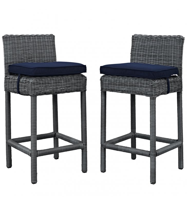 Summon 2 Piece Outdoor Patio Sunbrella¬Æ Pub Set in Canvas Navy - Lexmod