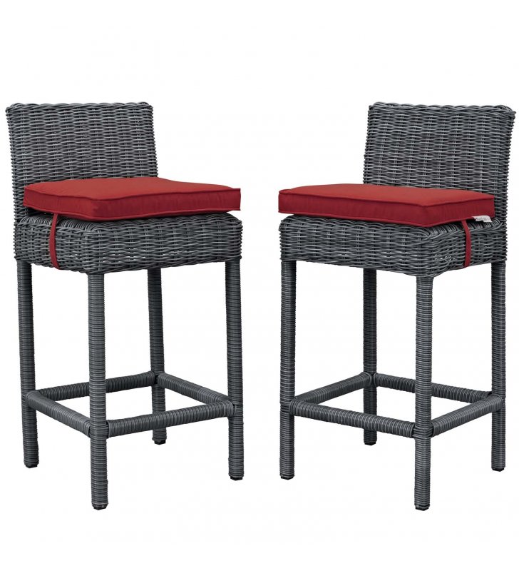Summon 2 Piece Outdoor Patio Sunbrella Pub Set in Canvas Red - Lexmod