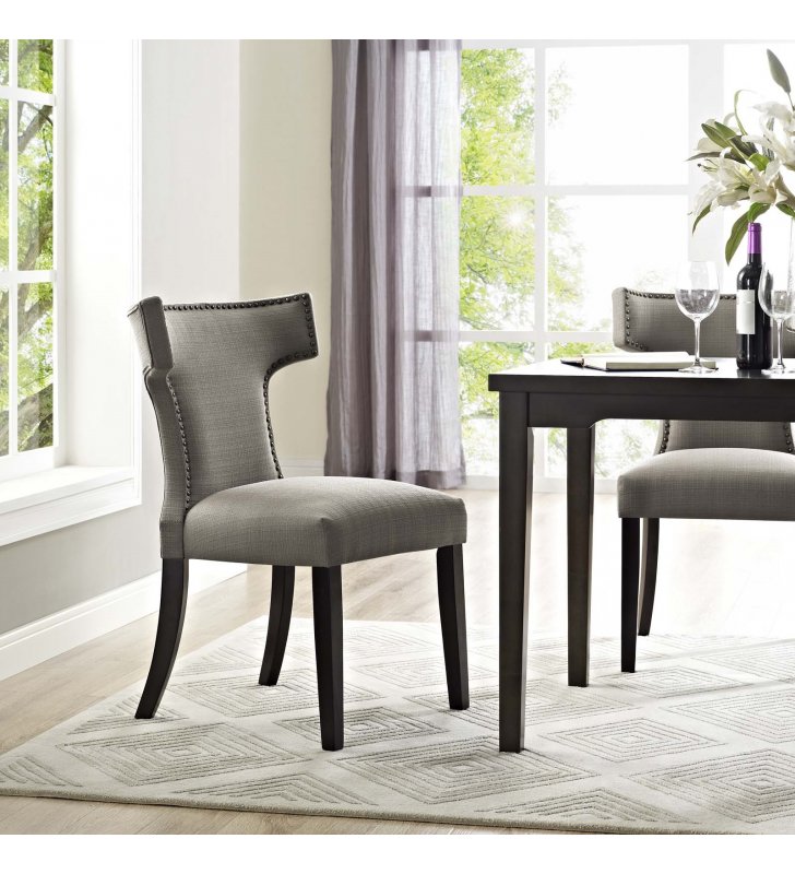 Curve Fabric Dining Chair in Granite - Lexmod