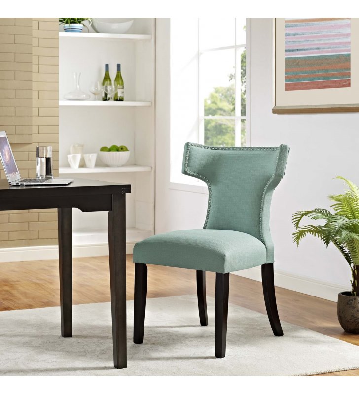 Curve Fabric Dining Chair in Laguna - Lexmod