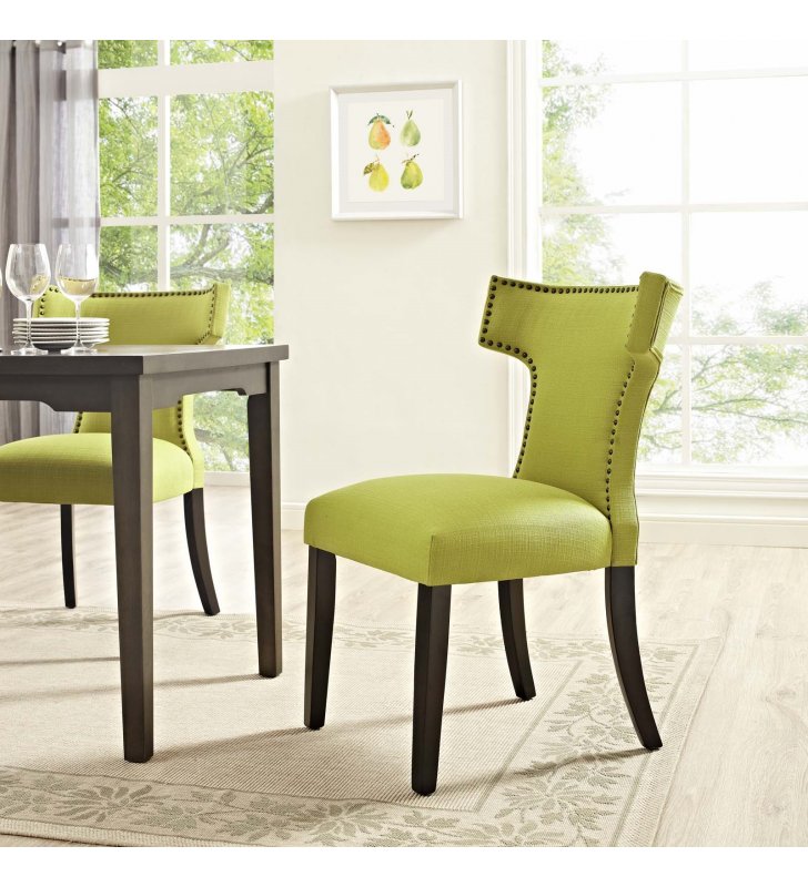 Curve Fabric Dining Chair in Wheatgrass - Lexmod