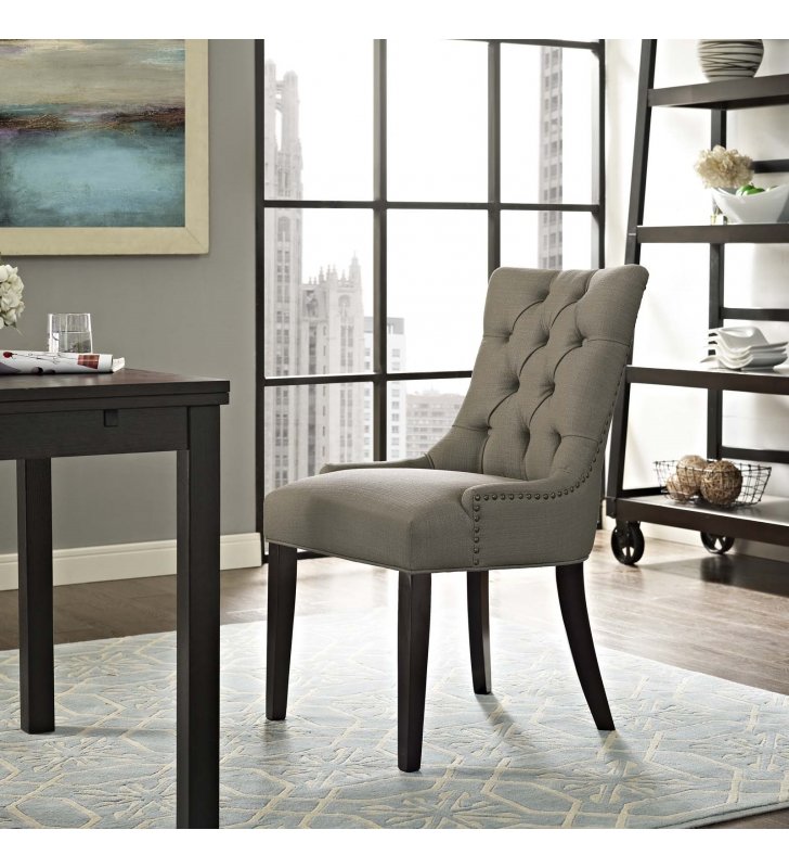 Regent Tufted Fabric Dining Side Chair in Granite - Lexmod
