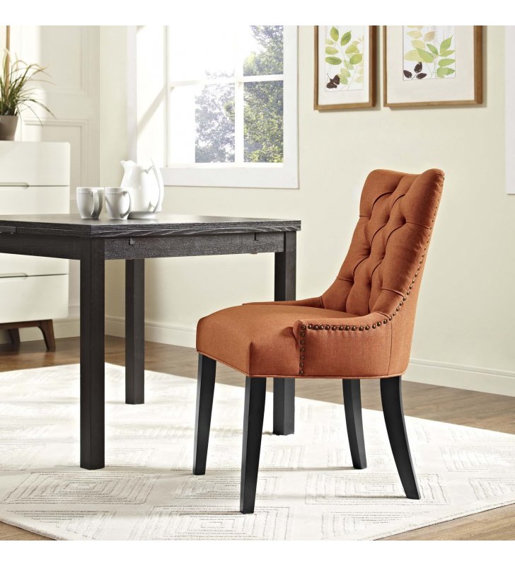 Regent Tufted Fabric Dining Side Chair in Orange - Lexmod