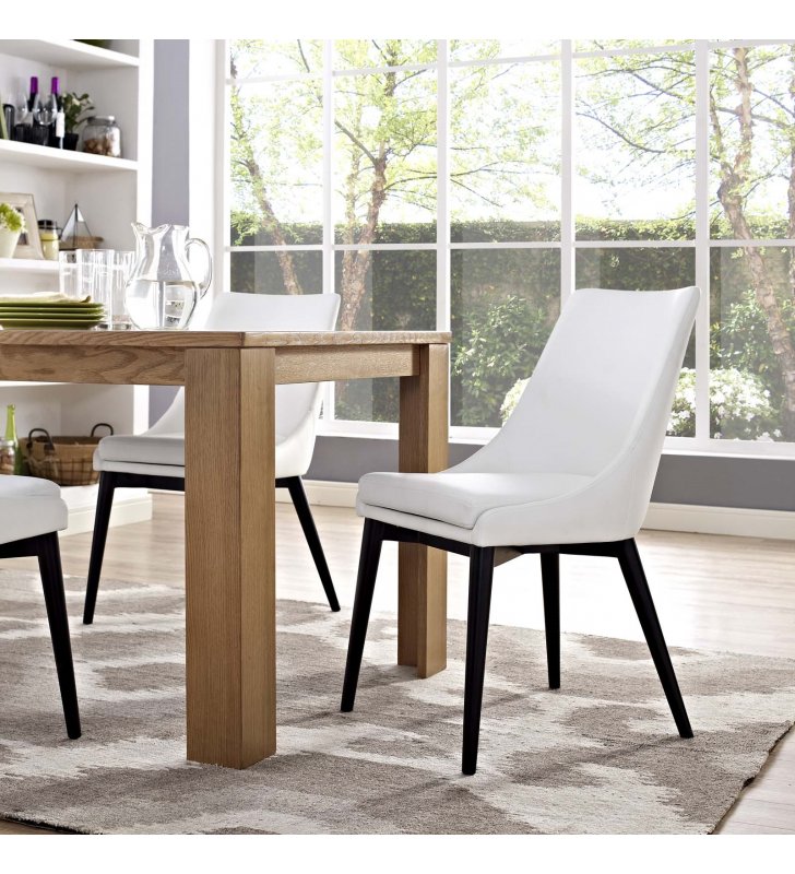 Viscount Vinyl Dining Chair in White - Lexmod