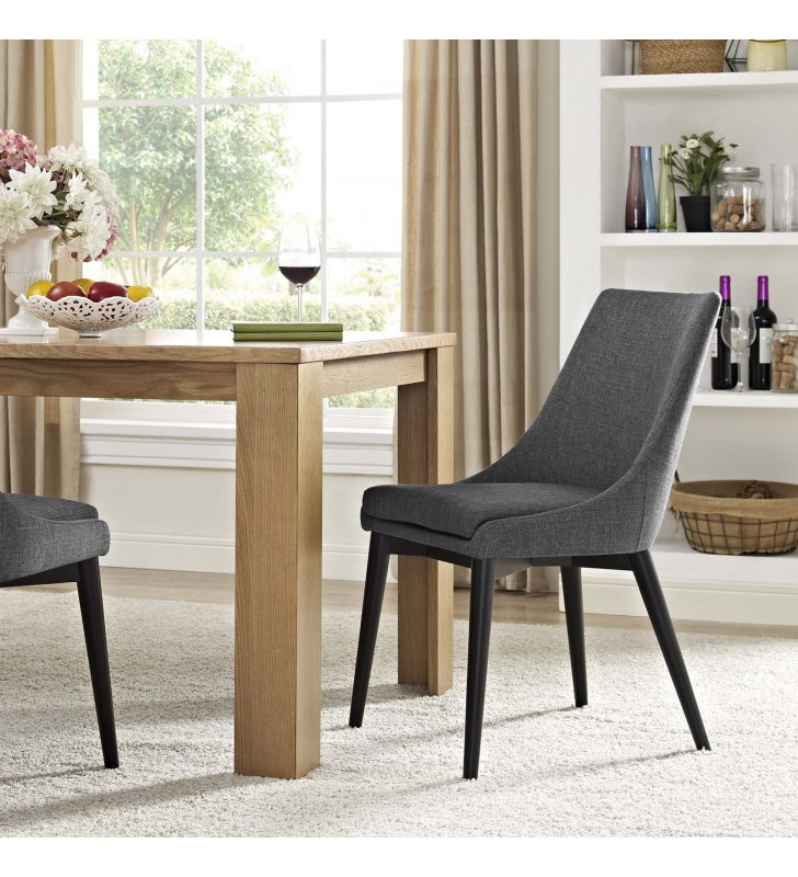 Viscount Fabric Dining Chair in Gray - Lexmod