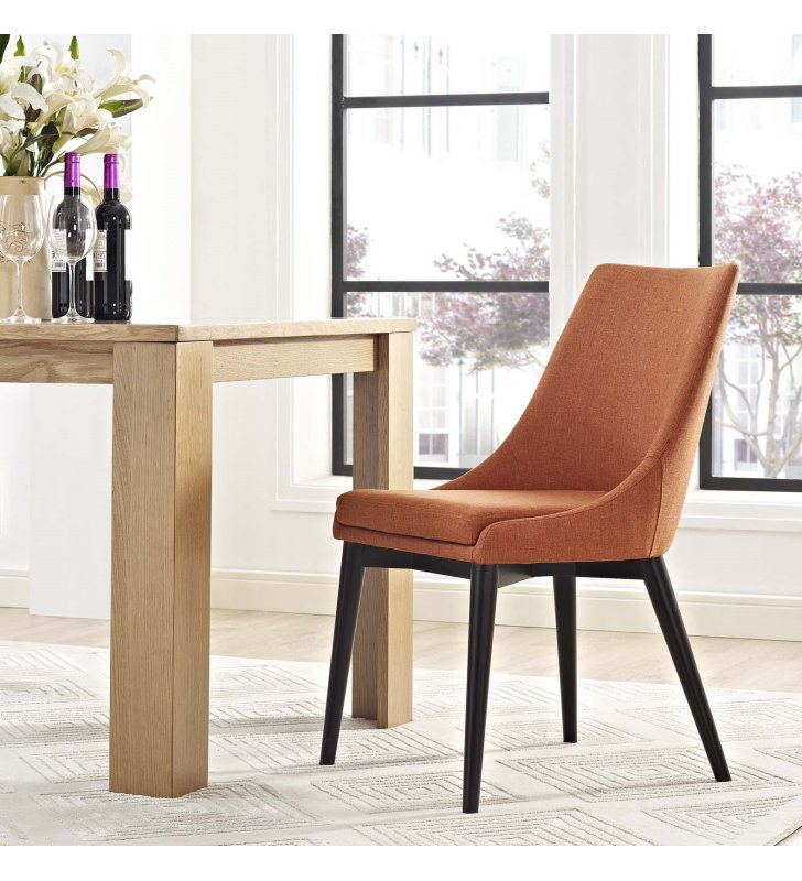 Viscount Fabric Dining Chair in Orange - Lexmod