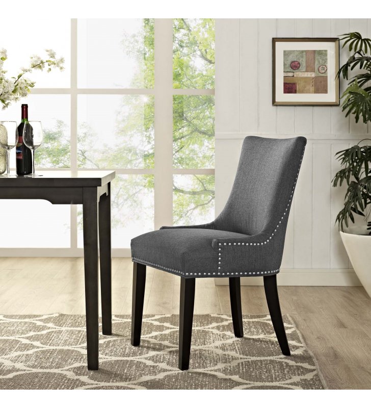 Marquis Fabric Dining Chair in Gray - Lexmod