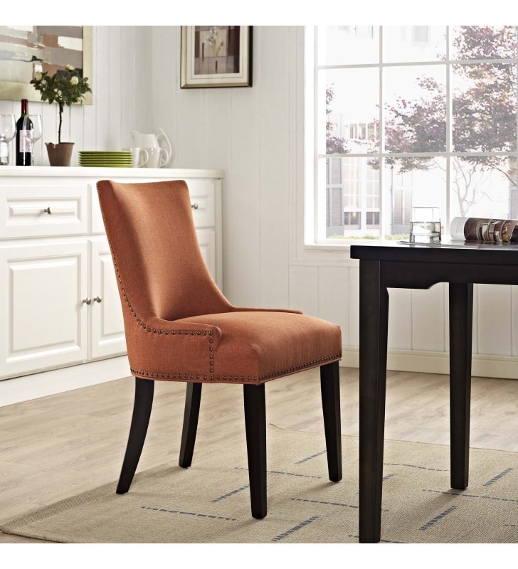 Marquis Fabric Dining Chair in Orange - Lexmod