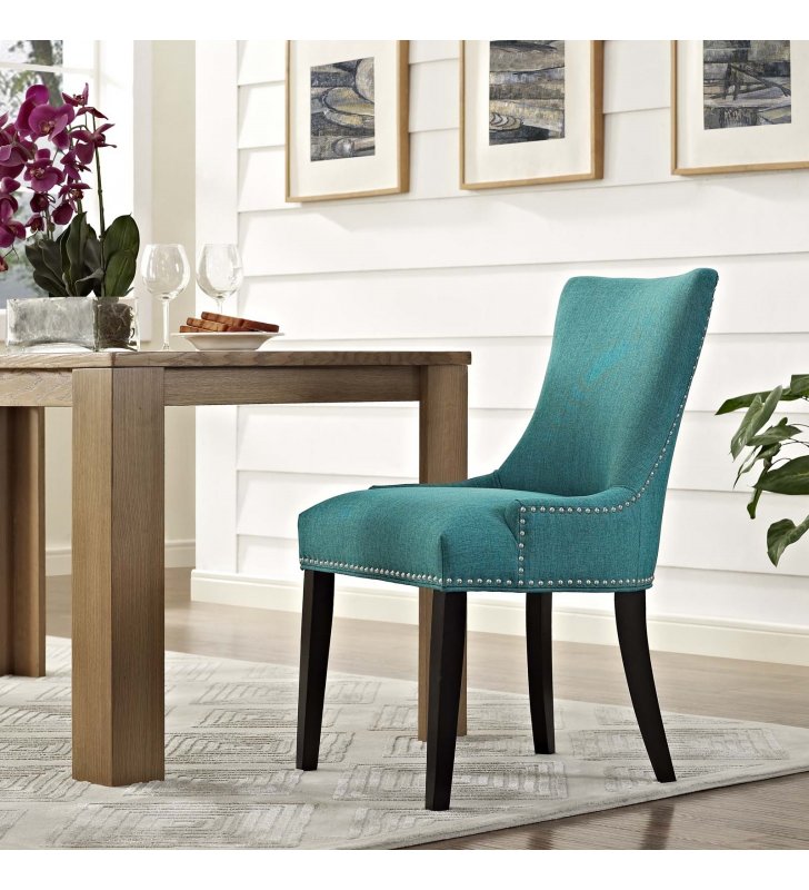 Marquis Fabric Dining Chair in Teal - Lexmod