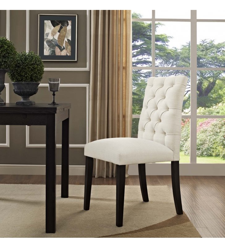 Duchess Fabric Dining Chair in Beige - Lexmod