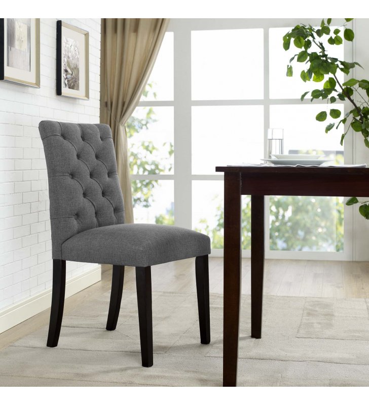 Duchess Fabric Dining Chair in Gray - Lexmod