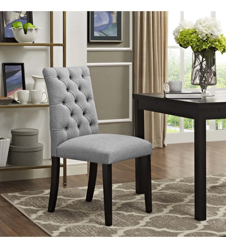 Duchess Fabric Dining Chair in Light Gray - Lexmod