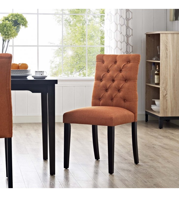 Duchess Fabric Dining Chair in Orange - Lexmod