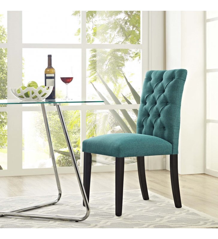 Duchess Fabric Dining Chair in Teal - Lexmod