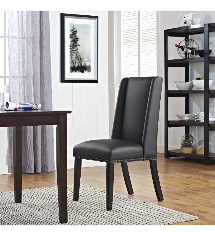 Baron Vinyl Dining Chair in Black - Lexmod