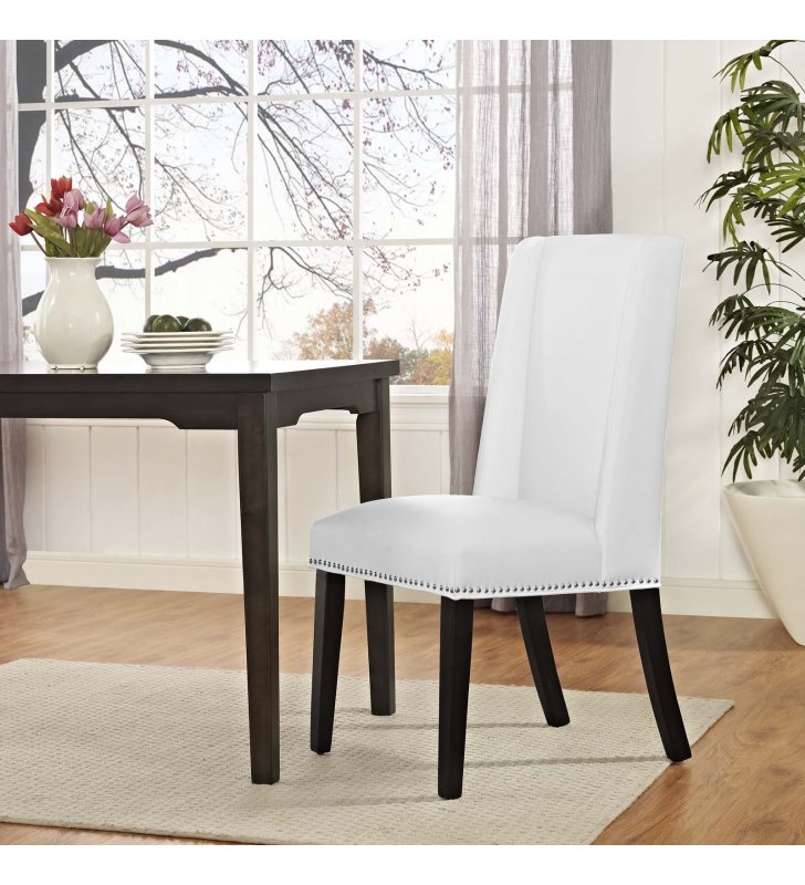 Baron Vinyl Dining Chair in White - Lexmod