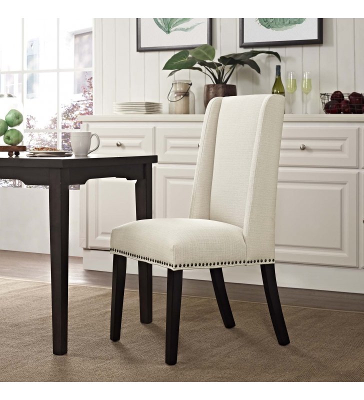 Baron Fabric Dining Chair in Beige - Lexmod