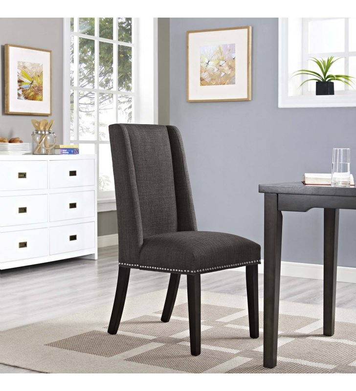 Baron Fabric Dining Chair in Brown - Lexmod