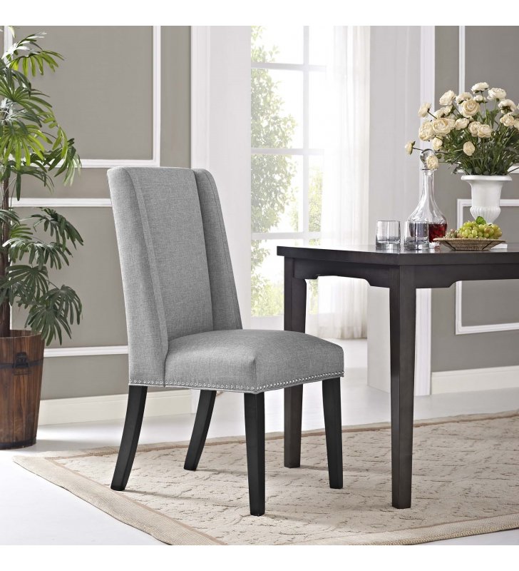 Baron Fabric Dining Chair in Light Gray - Lexmod