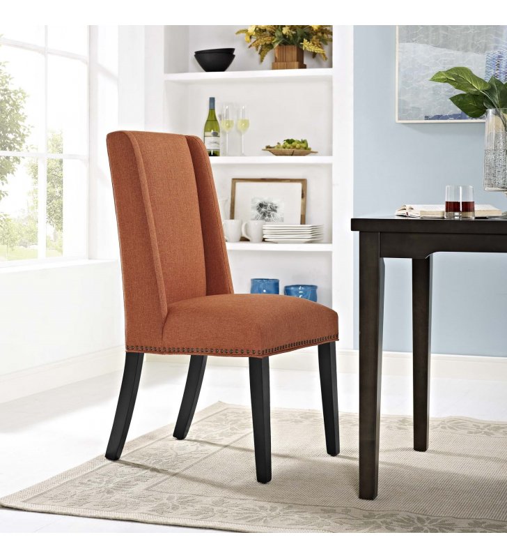 Baron Fabric Dining Chair in Orange - Lexmod