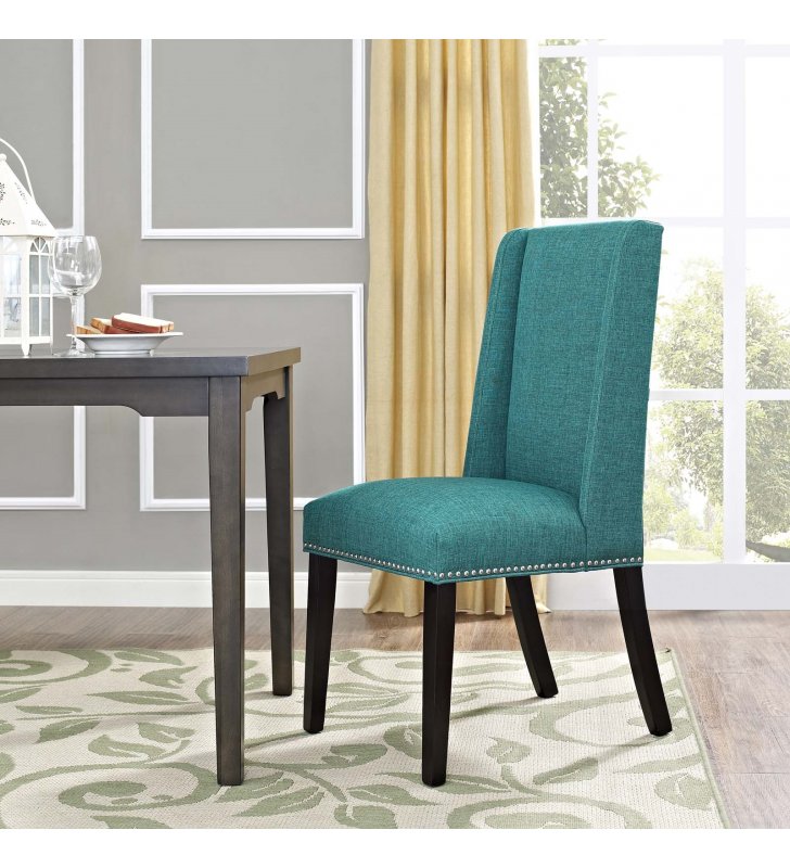 Baron Fabric Dining Chair in Teal - Lexmod