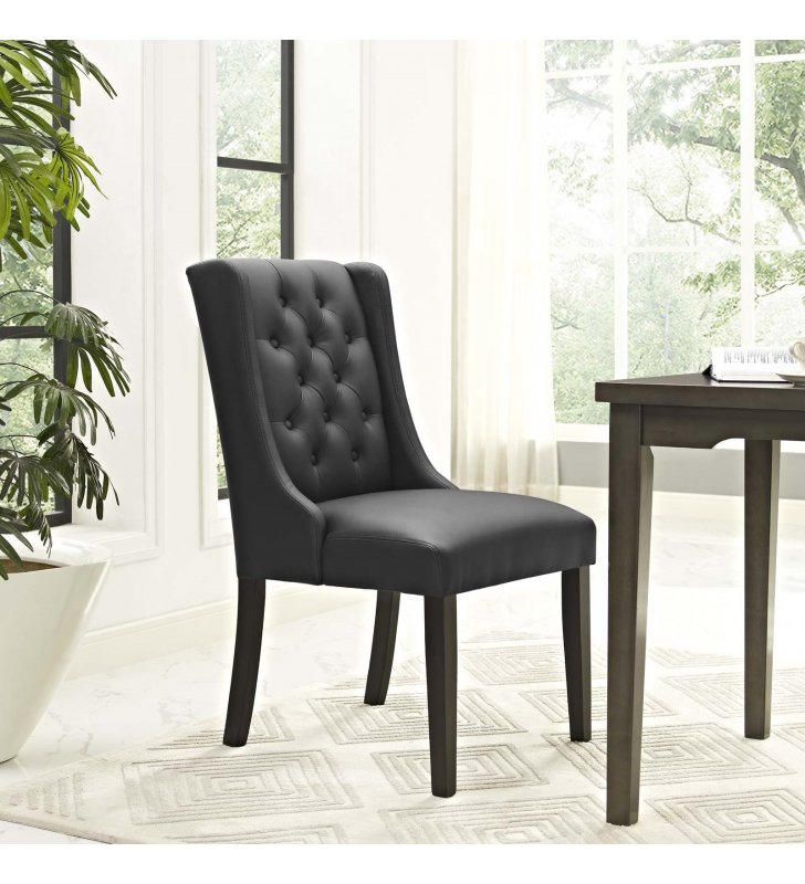Baronet Vinyl Dining Chair in Black - Lexmod