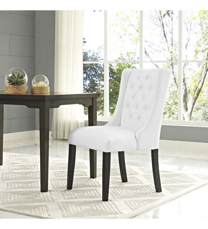 Baronet Vinyl Dining Chair in White - Lexmod