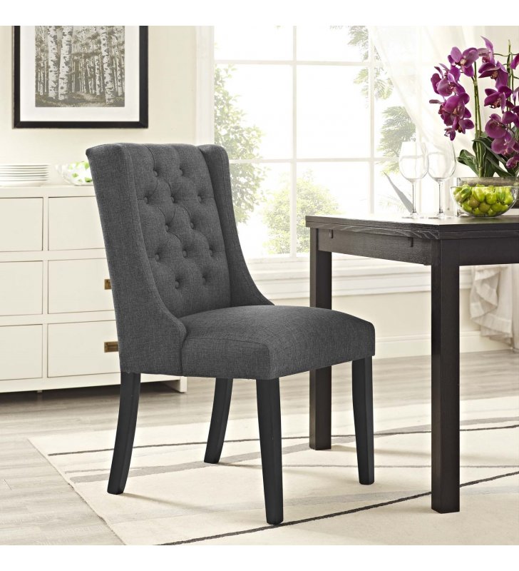 Baronet Fabric Dining Chair in Gray - Lexmod