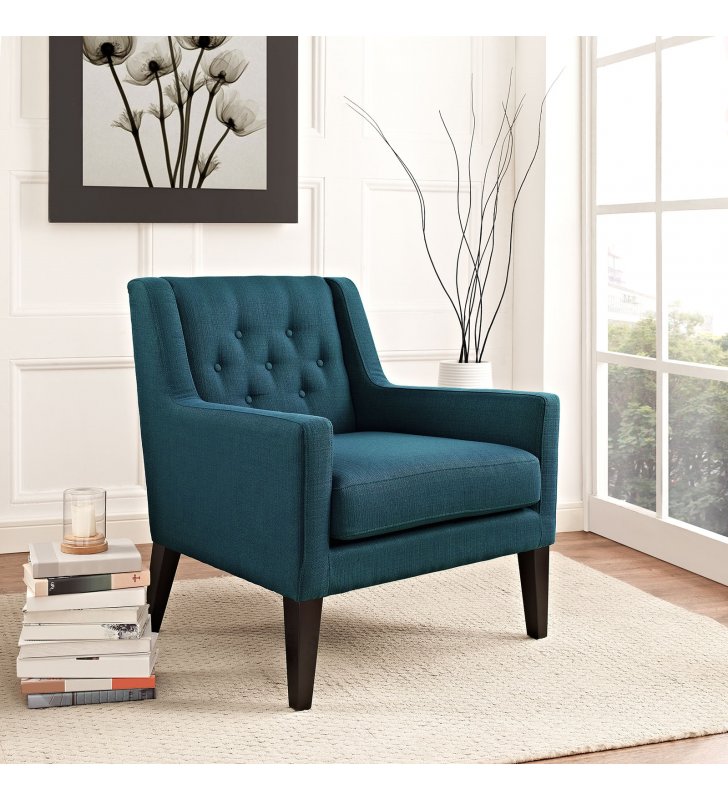 Earnest Upholstered Fabric Armchair in Azure - Lexmod
