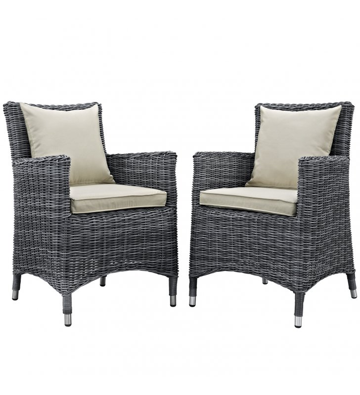Summon 2 Piece Outdoor Patio Sunbrella¬Æ Dining Set in Antique Canvas Beige - Lexmod